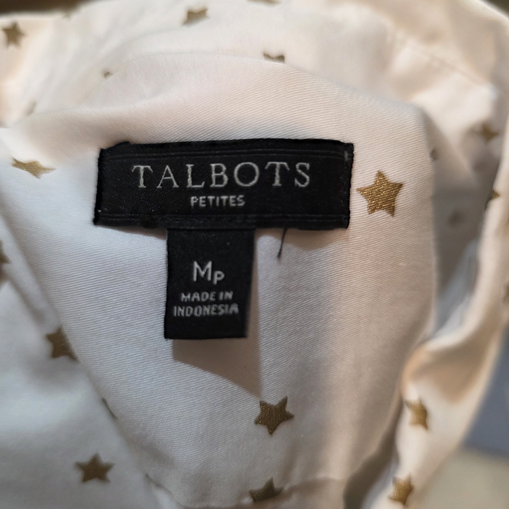 Talbots White‎ Shirt with Gold Stars MP - Picture 2 of 9